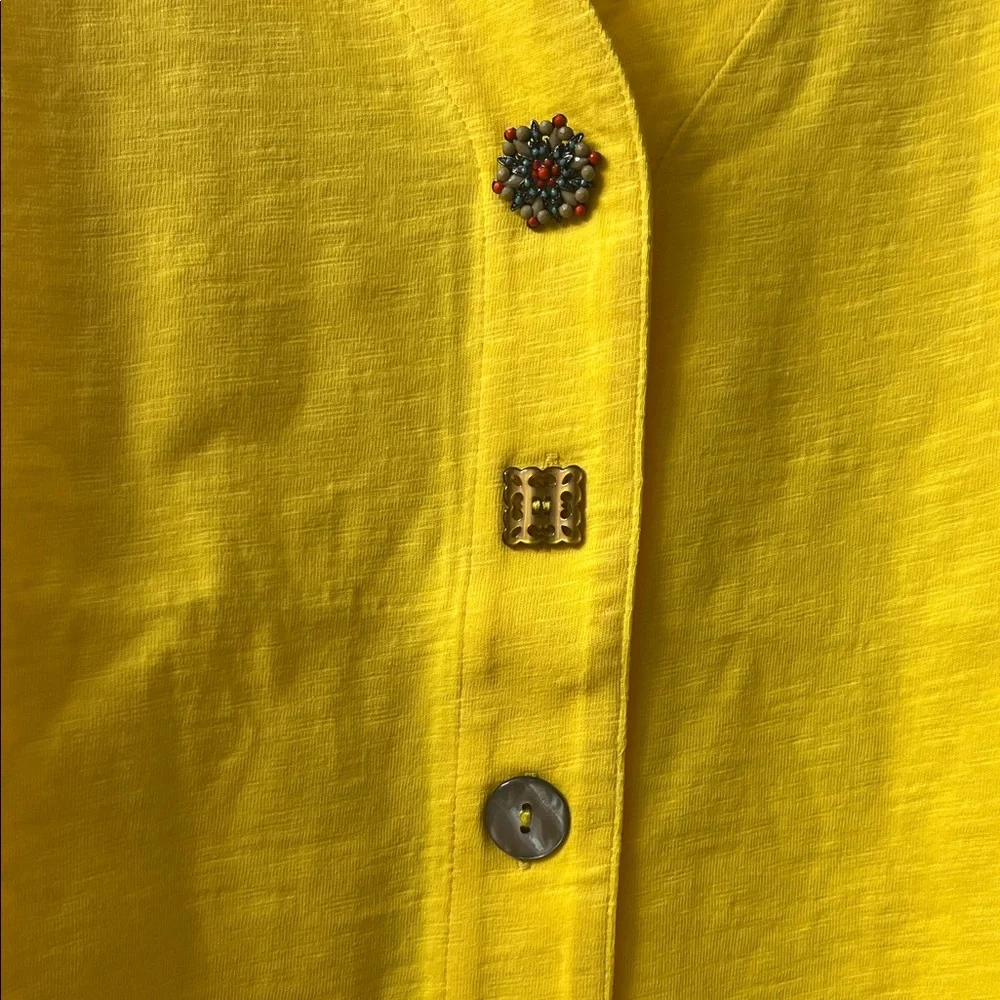 💛💛Soft Surroundings Sunny Yellow Sleeveless Button-Down Shirt💛💛 - Picture 3 of 9